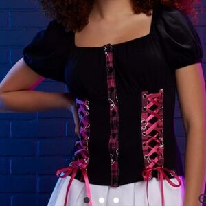 Monster‎ High Skullette Lace-Up Milkmaid Lace-up Corset Top